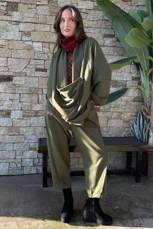 Sola Tech Drape Relaxed Biker Jacket Khaki